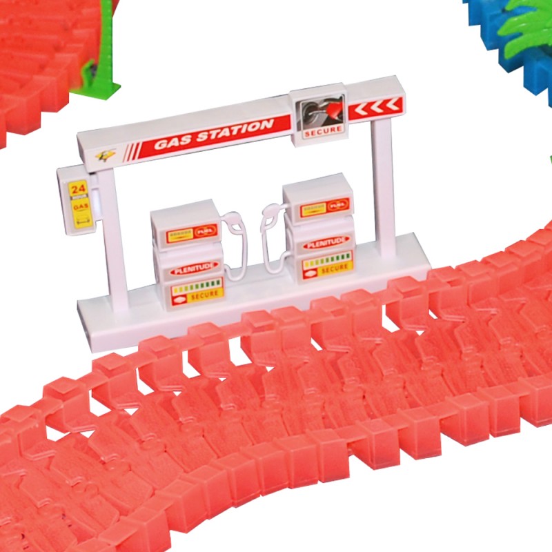 Circuit De Voiture Lightning Speedy GIGA Pack 6 M - Rails Luminescents Modulables - Train Et 4x4 Inclus - À Partir De 3 Ans