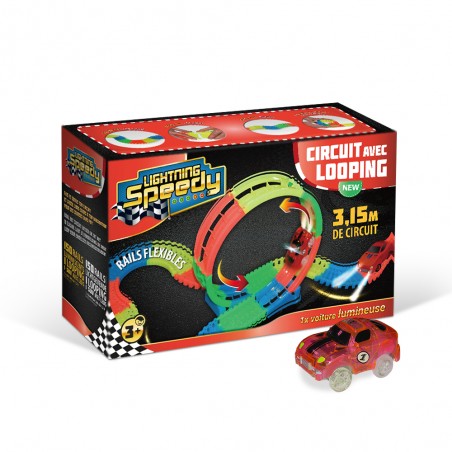 Lightning Speedy Coffret Police Circuit De Voiture Flexible, Modulable Et Luminescent Avec Tous