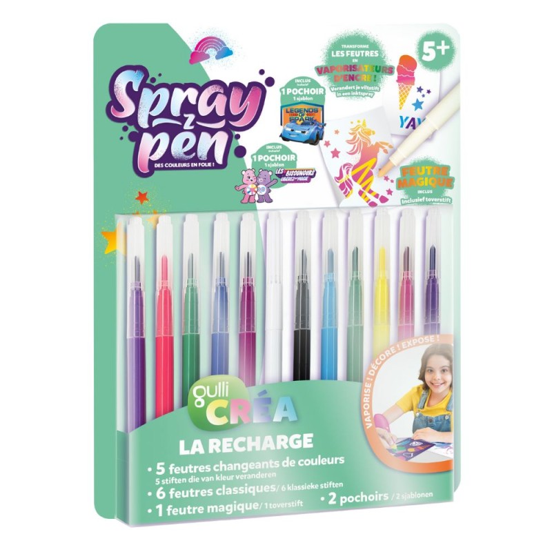 Recharge feutres & pochoirs pour coffret Spray Z Pen - Gulli Créa