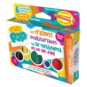 6 crayons crazy pop couleurs vives
