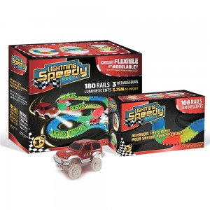Lot de 2 circuits de course pour enfants Lightning Speedy avec voiture lumineuse